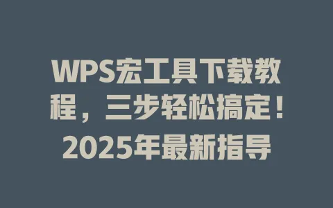 WPS宏工具下载教程，三步轻松搞定！2025年最新指导 一